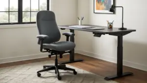 Grey office chair.