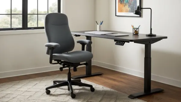 modern-home-office-with-ergonomic-chair-desk-computer-stylish-decor (2) | Sohnne® modern home office with ergonomic chair desk computer stylish decor 2 - Grey Office Chair