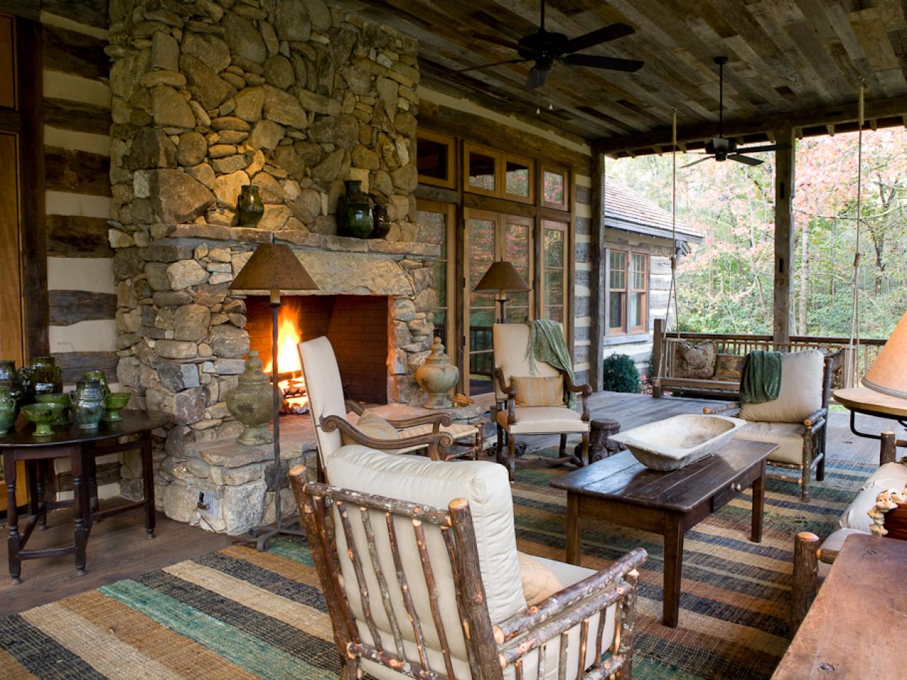 cozy log cabin interior