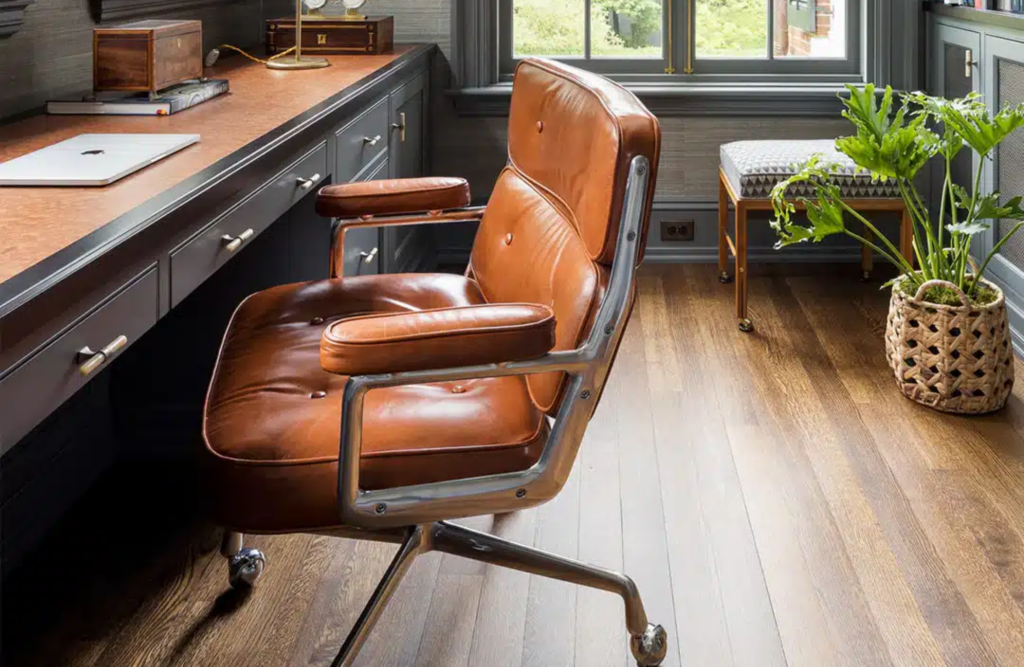 brown leather office chair