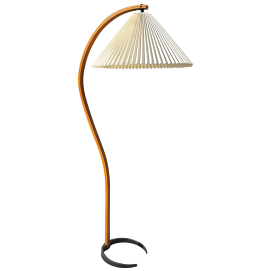 mid 20th century bentwood caprani floor lamp with off white pleated shade 05951 | Sohnne®