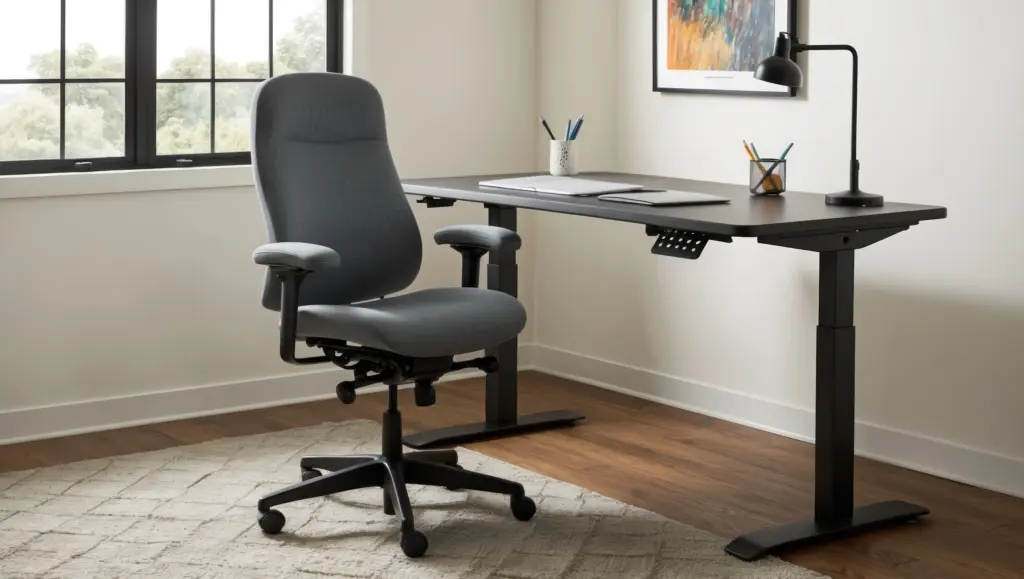 Modern Home Office With Ergonomic Chair Desk Computer Stylish Decor 2