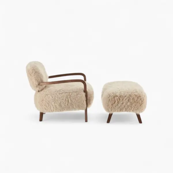 Yeti Sheepskin Armchair with Ottoman 2 - Yeti Sheepskin