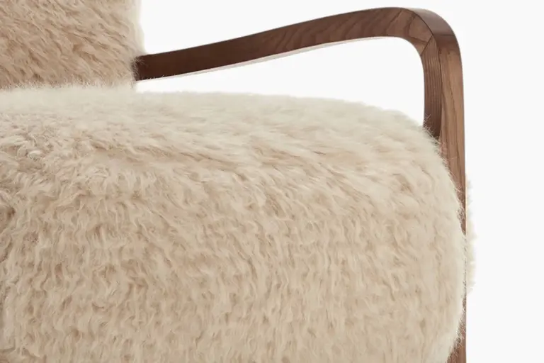Yeti Sheepskin Armchair with Ottoman Details 1 - Yeti Sheepskin