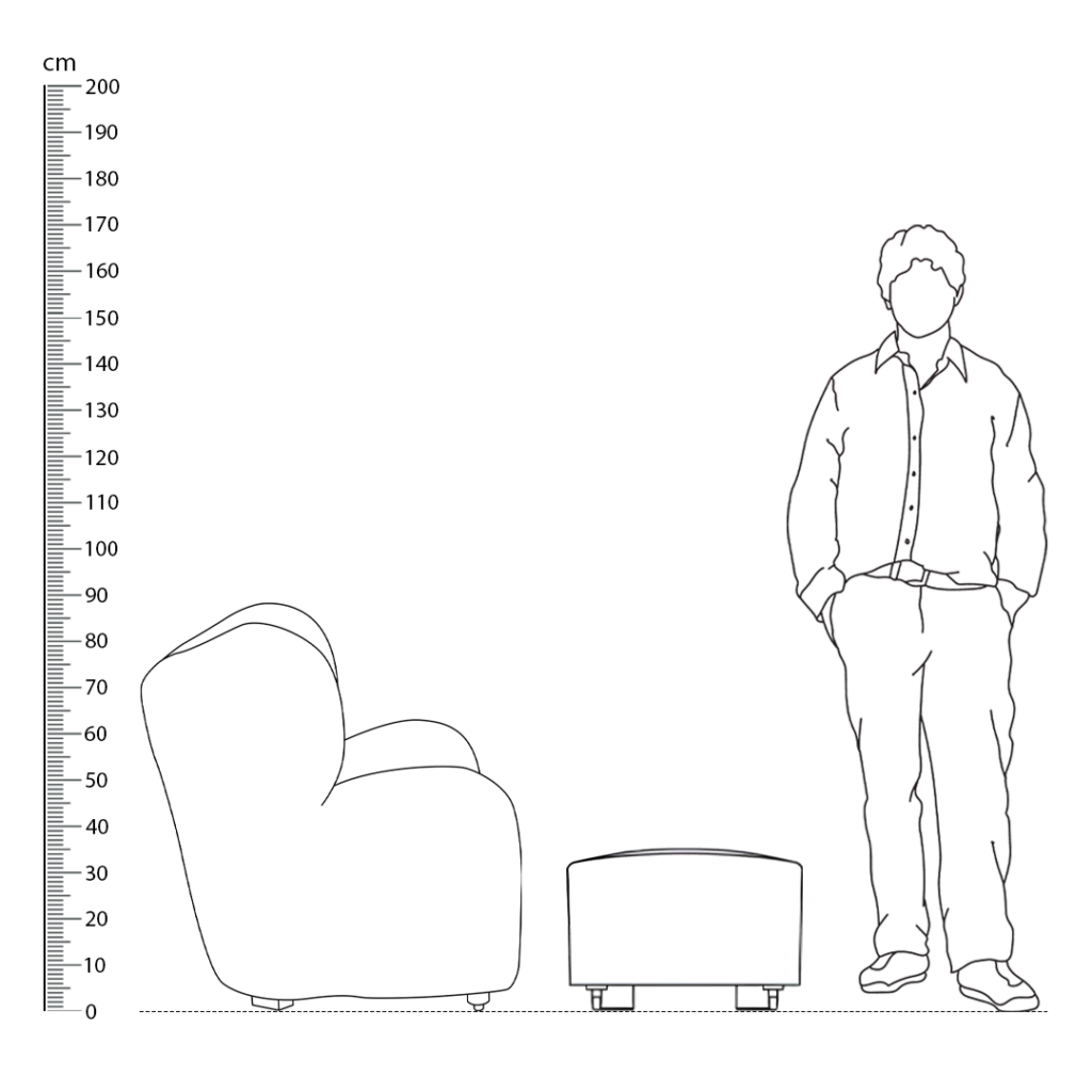 The Tired Man Lounge Chair and Footstool Replica Height Comparison 1 - Tired Man Lounge Chair