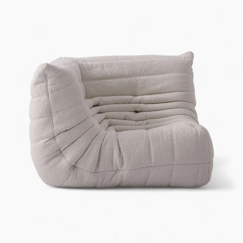 Togo Corner Teddy Velvet Beige 3 - Togo
