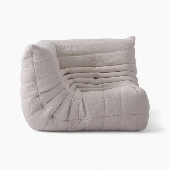 Togo Corner Teddy Velvet Beige 3 - Togo Sofa Corner