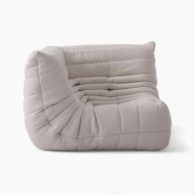 Togo Corner Teddy Velvet Beige 3 - Togo