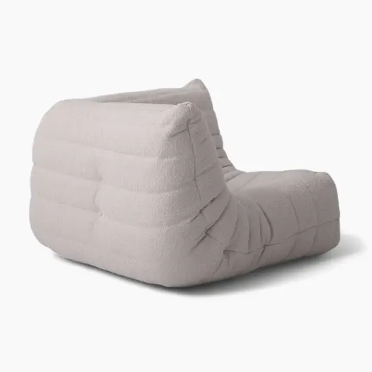Togo Corner Teddy Velvet Beige 5 - Togo Sofa Corner