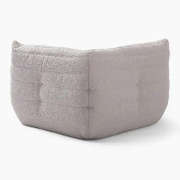 Togo Corner Teddy Velvet Beige 7 - Togo Sofa Corner