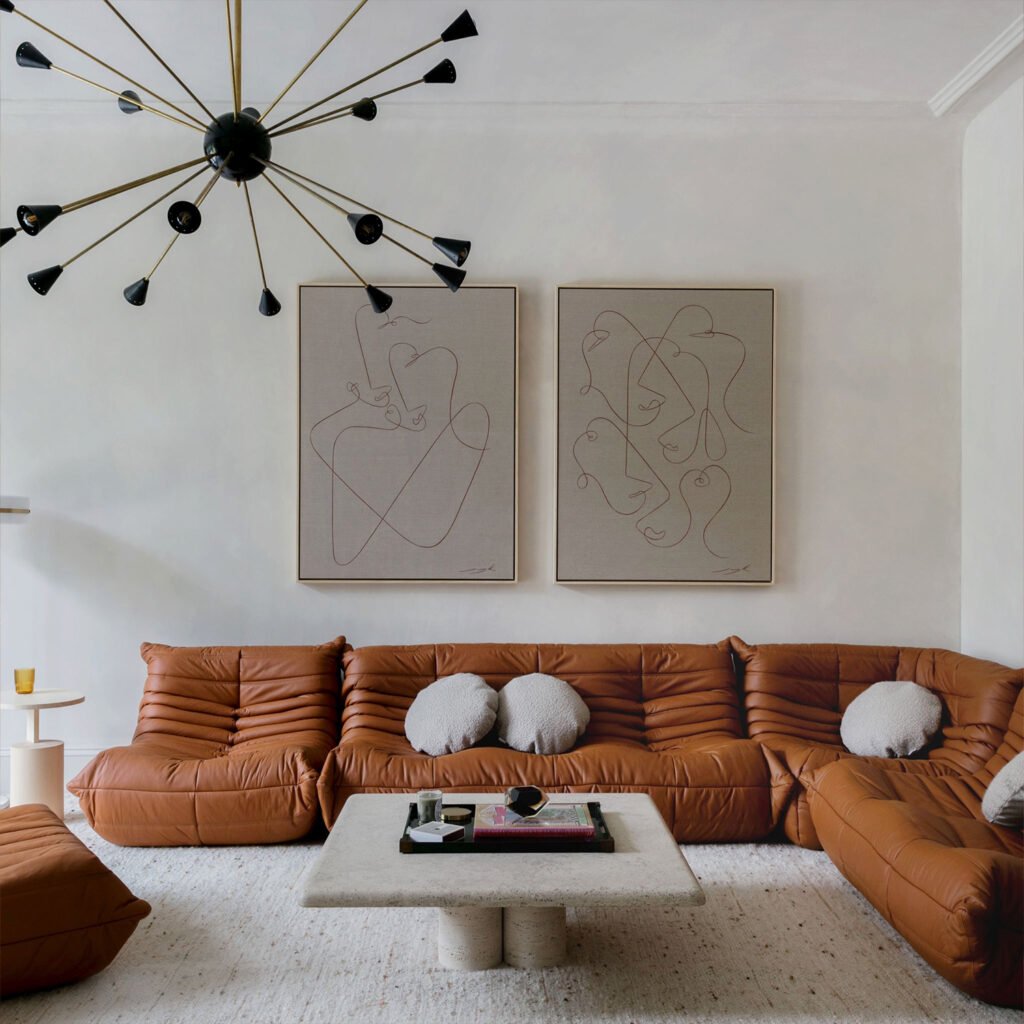 Togo Loveseat Brown Leather 13 - Togo