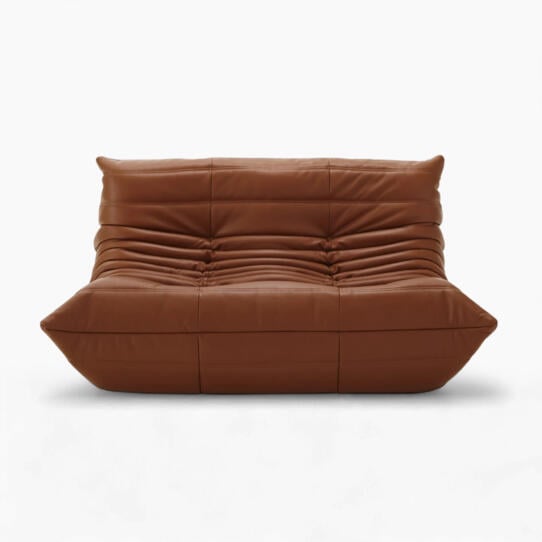 Togo Loveseat Brown Leather - Togo