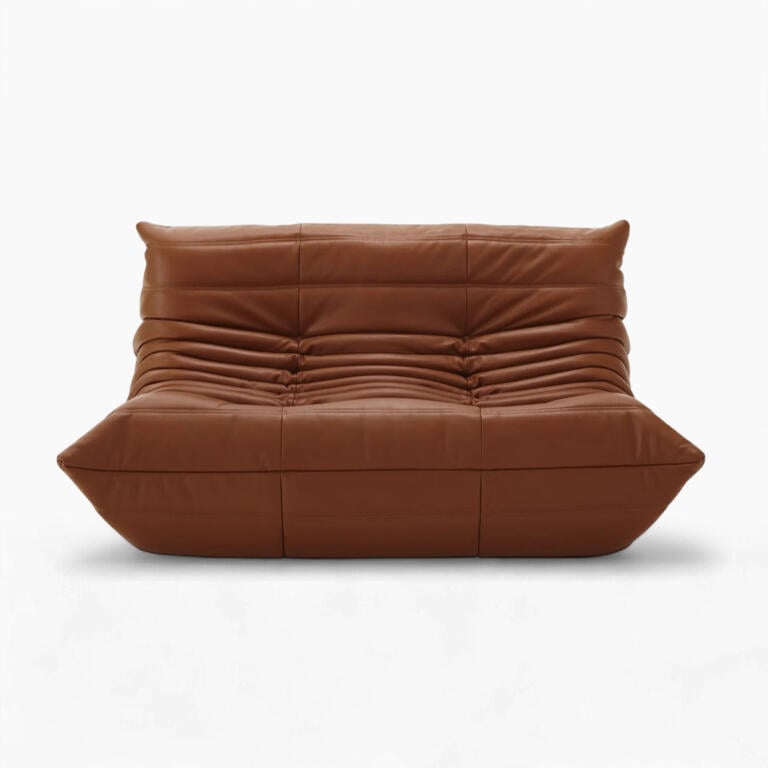 Togo Loveseat Brown Leather - Togo