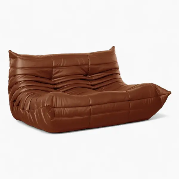 Togo Loveseat Fiber Leather Brown 4 - Togo
