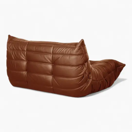 Togo Loveseat Fiber Leather Brown 5 - Togo