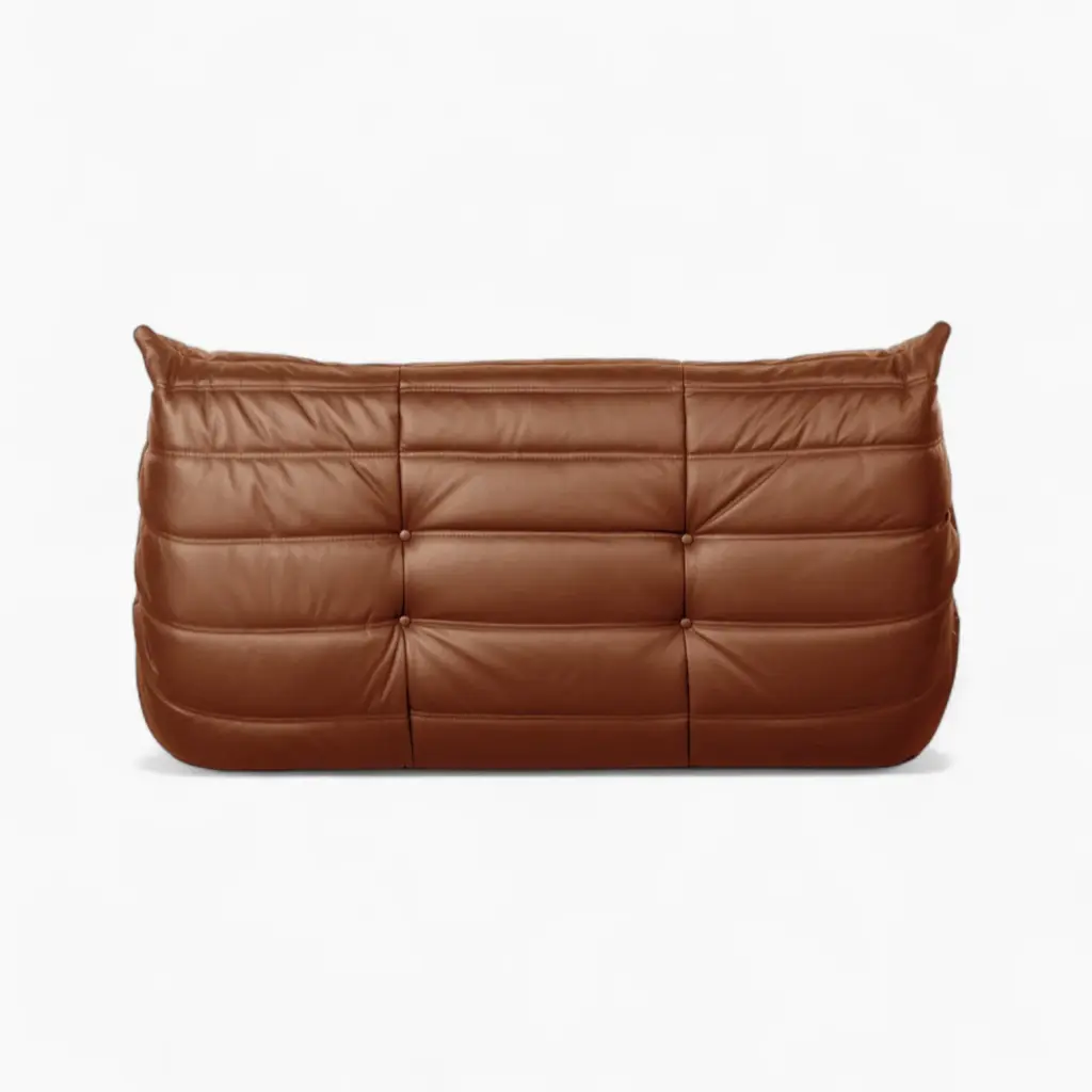 Togo Loveseat Fiber Leather Brown 7 - Togo