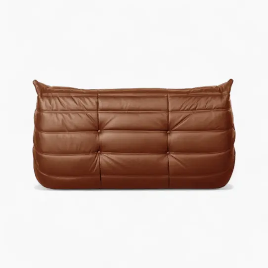 Togo Loveseat Fiber Leather Brown 7 - Togo