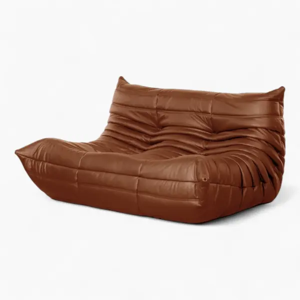 Togo Loveseat Fiber Leather Brown 8 - Togo