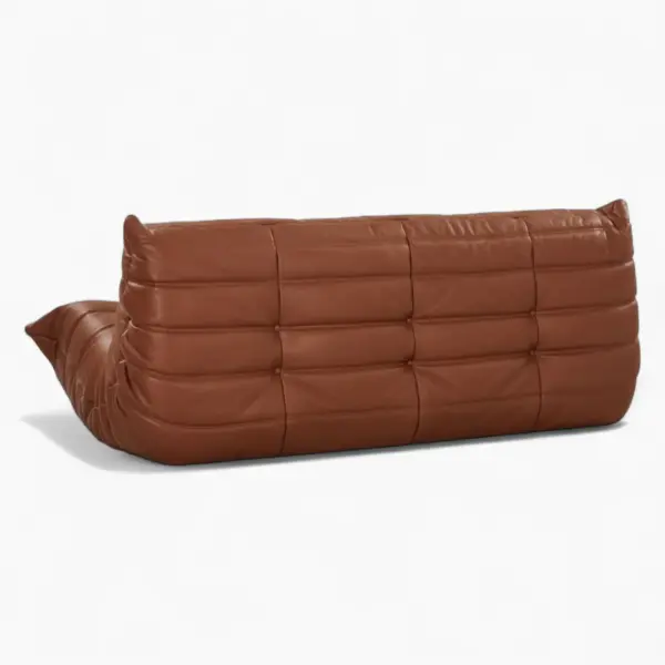 Togo Sofa Fiber Leather Brown 5 - Togo Sofa,  tree seater
