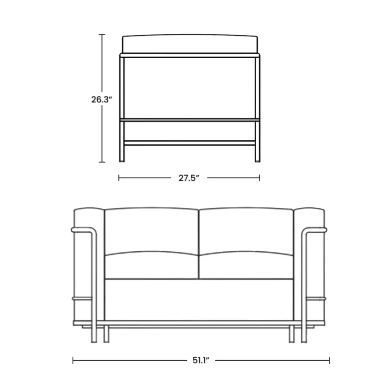 Dimensions Le Corbusier 3 Loveseat Mobile