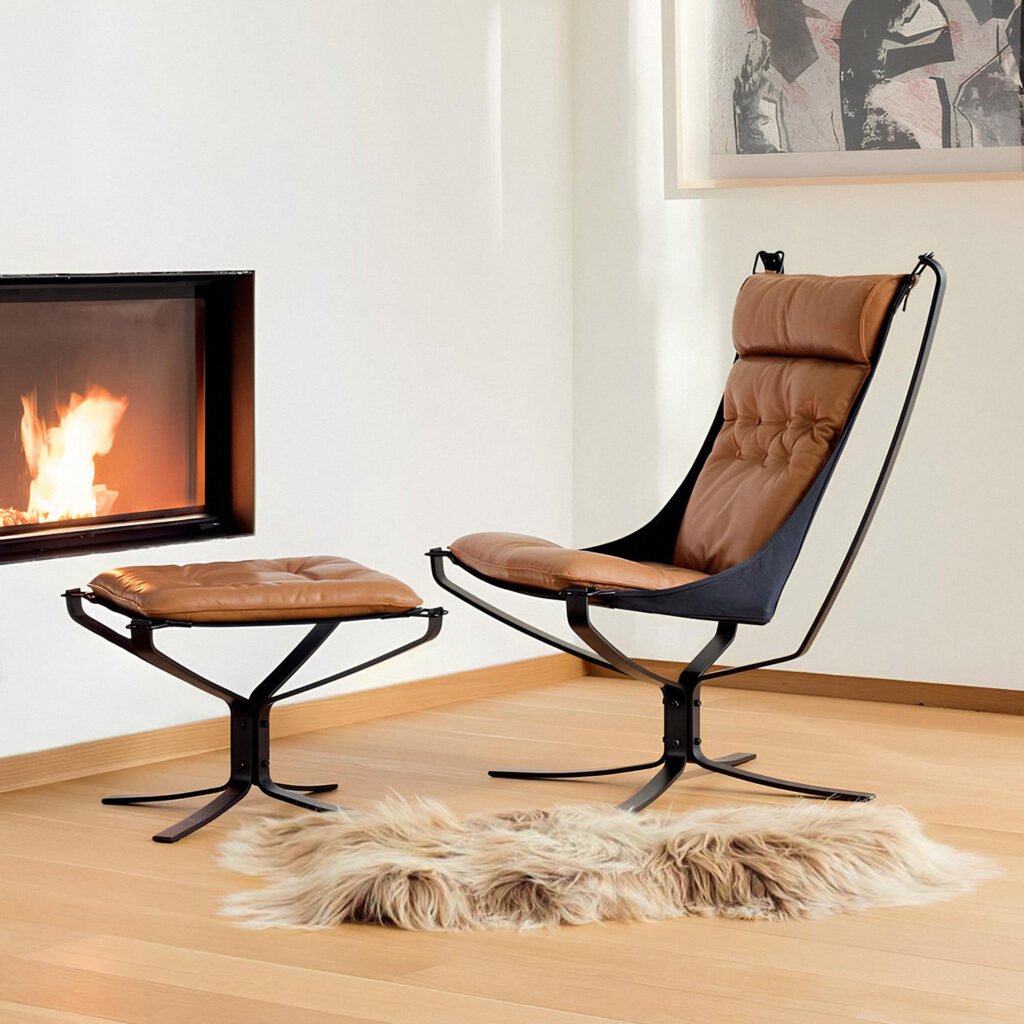 Falcon Chair and Ottoman Brown 1
