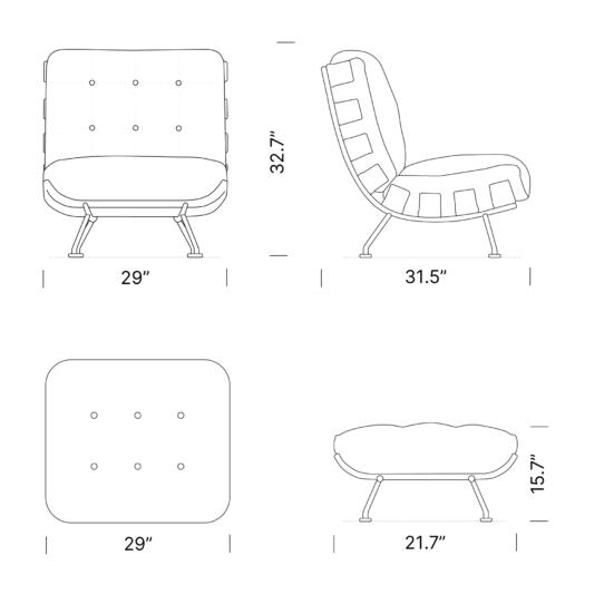 Dimensions Costela Lounge Chair Mobile - Costela