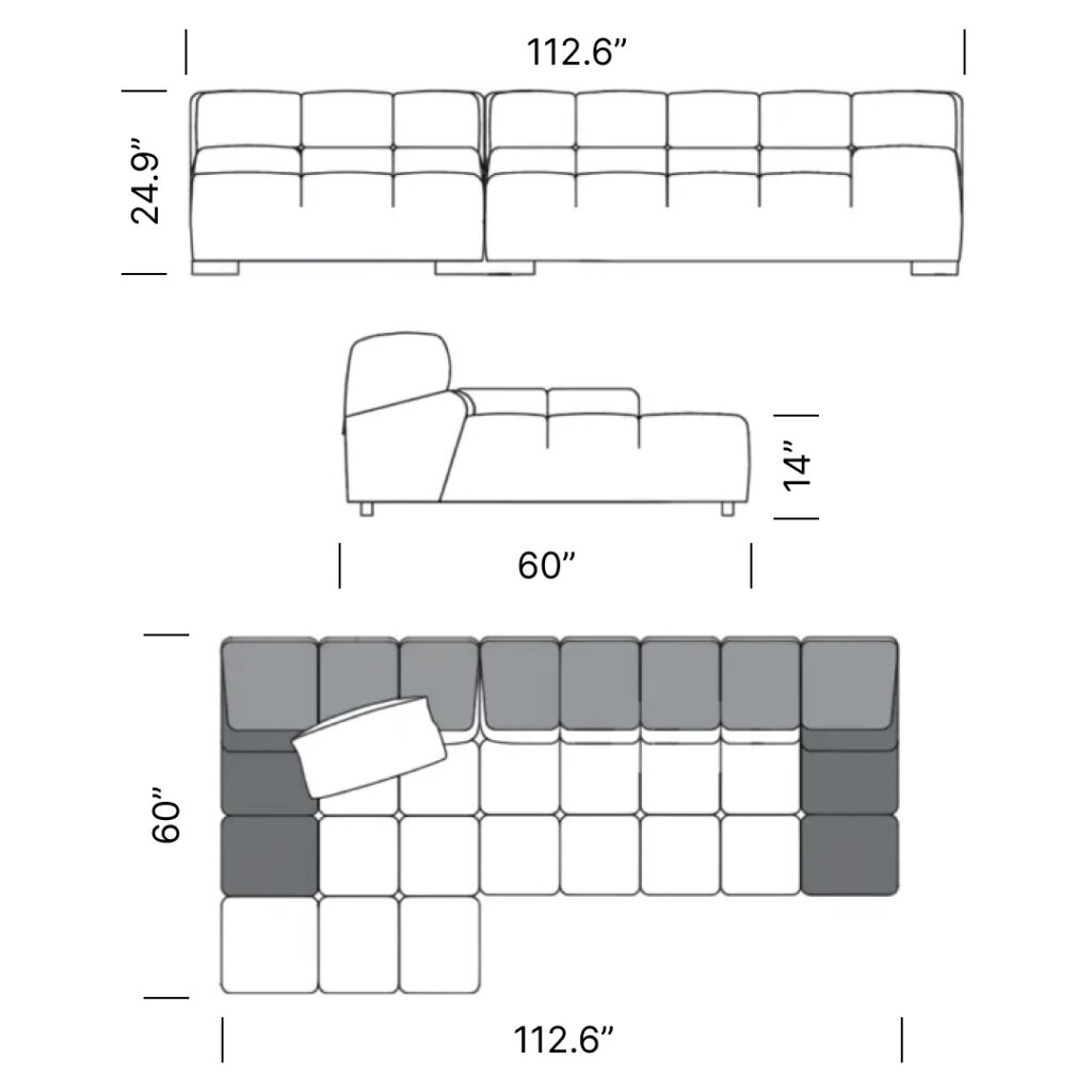 Tufty TIme Modular Sofa Mobile Dimensions - Tufty-Time Modular Sofa Replica
