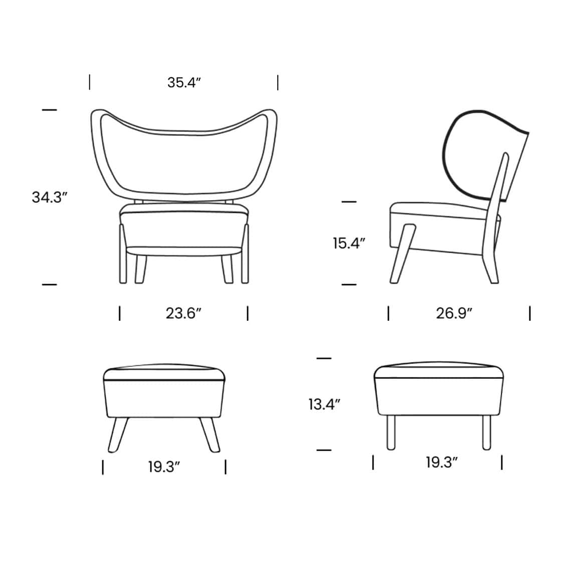 Dimensions TMBO Lounge Chair with Ottoman Mobile Dimensions TMBO Lounge Chair with Ottoman Mobile - TMBO Lounge Chair with Ottoman Replica
