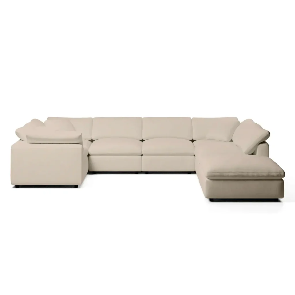 Cloud Couch U Sofa with Ottoman Khaki 1 scaled
