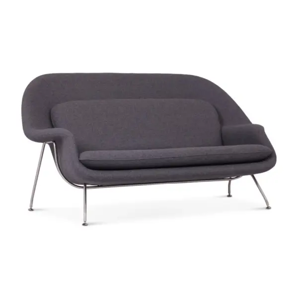 Womb Loveseat Chrome Legs Replica Dark Grey 2