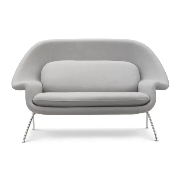 Womb Loveseat Chrome Legs Replica Light Grey 1