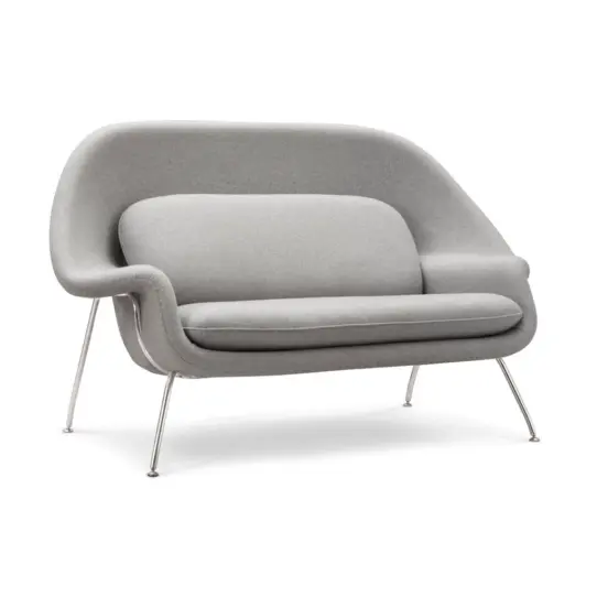 Womb Loveseat Chrome Legs Replica Light Grey 2