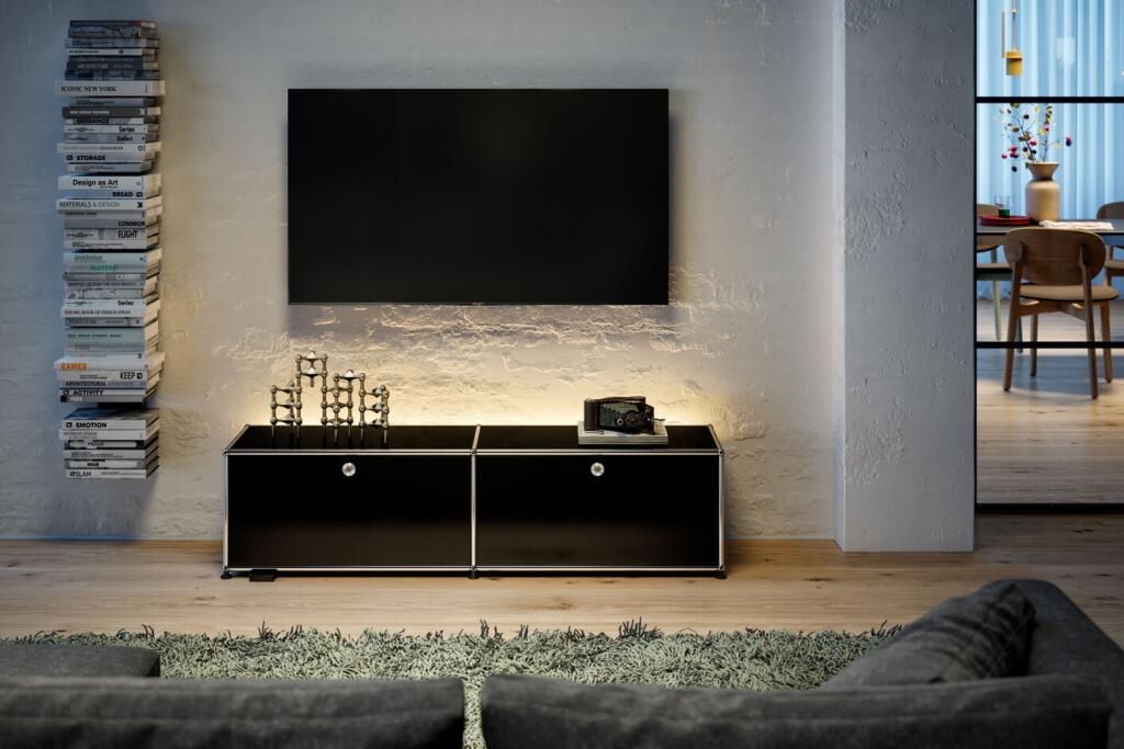 what to put under a mounted tv