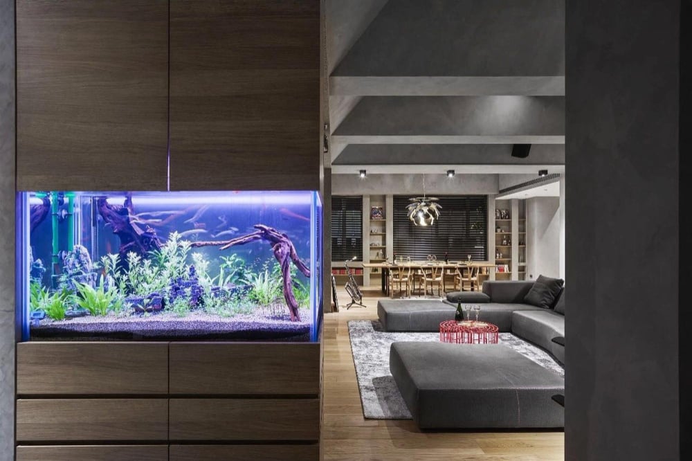 Modern living room aquarium