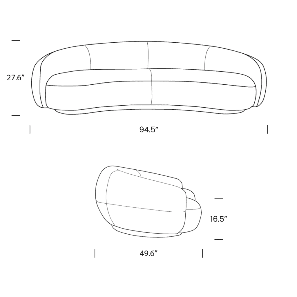 Dimensions Savelle Modern Curved Sofa Mobile