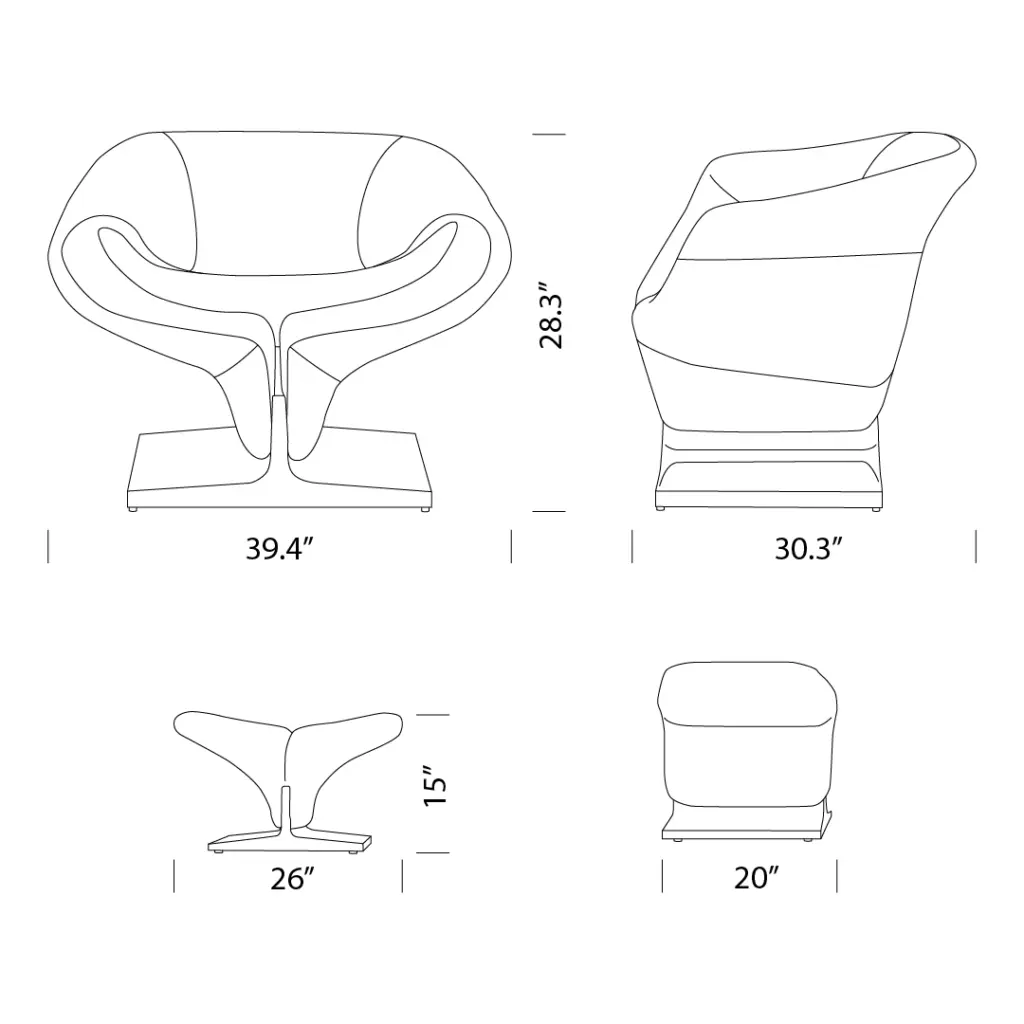 Ribbon Chair Ottoman Replica Dimensions Mobile