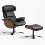 Elvin Leather Recliner And Ottoman Replica Black 1 Variant