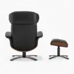 Elvin Leather Recliner and Ottoman Replica Black 2