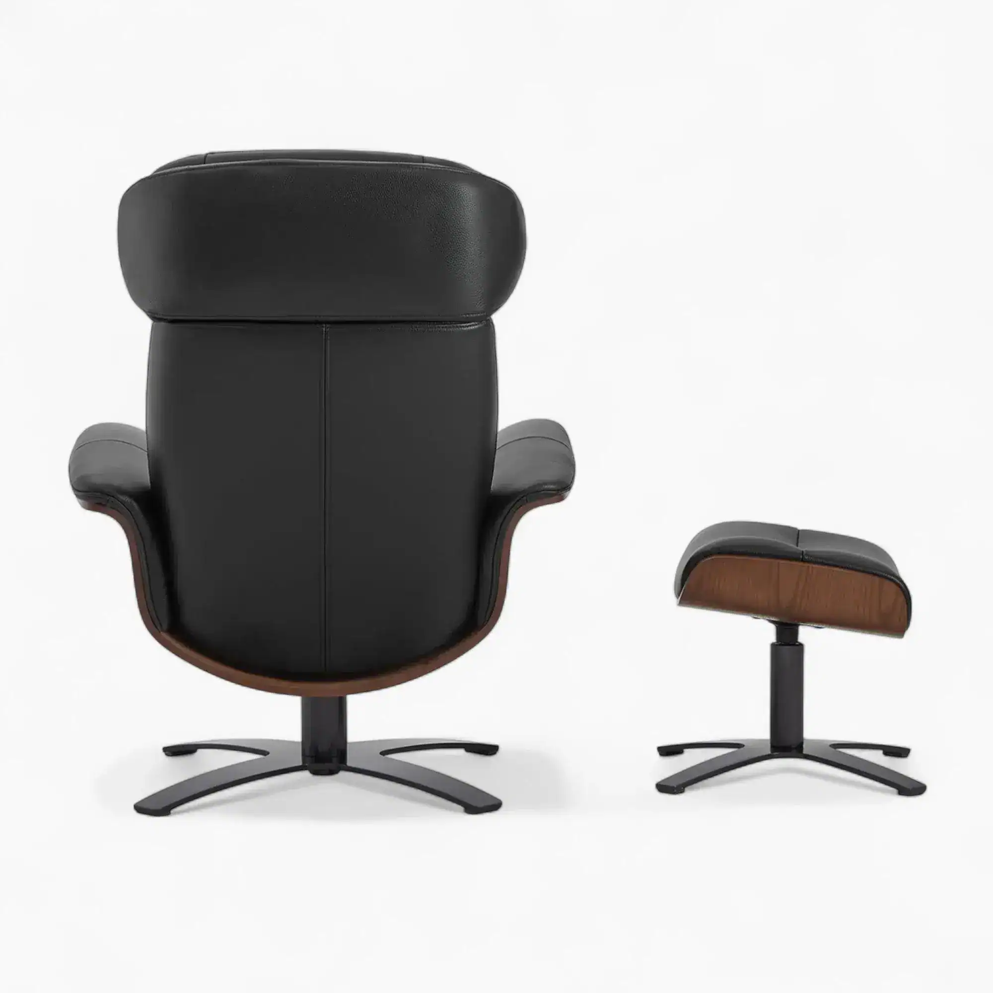 Elvin Leather Recliner and Ottoman Replica Black 2