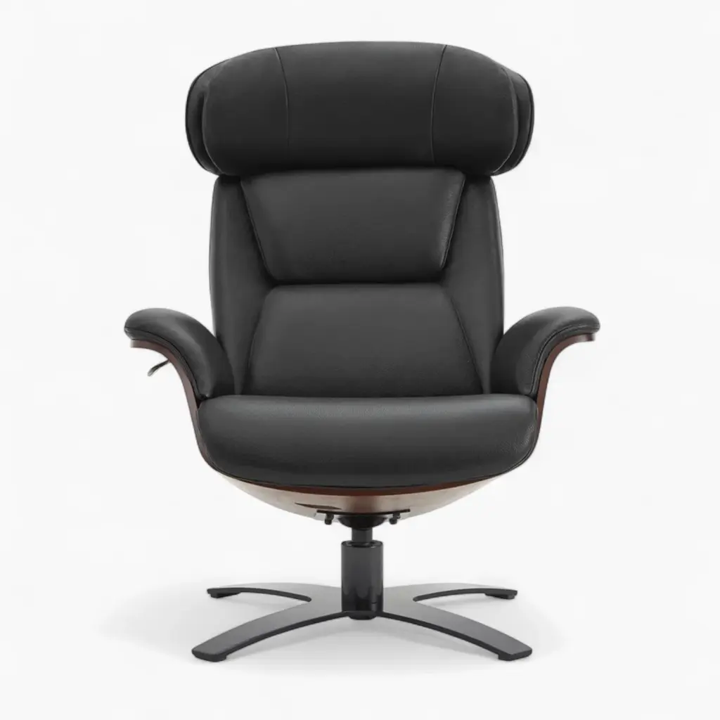 Elvin Leather Recliner and Ottoman Replica Black 3
