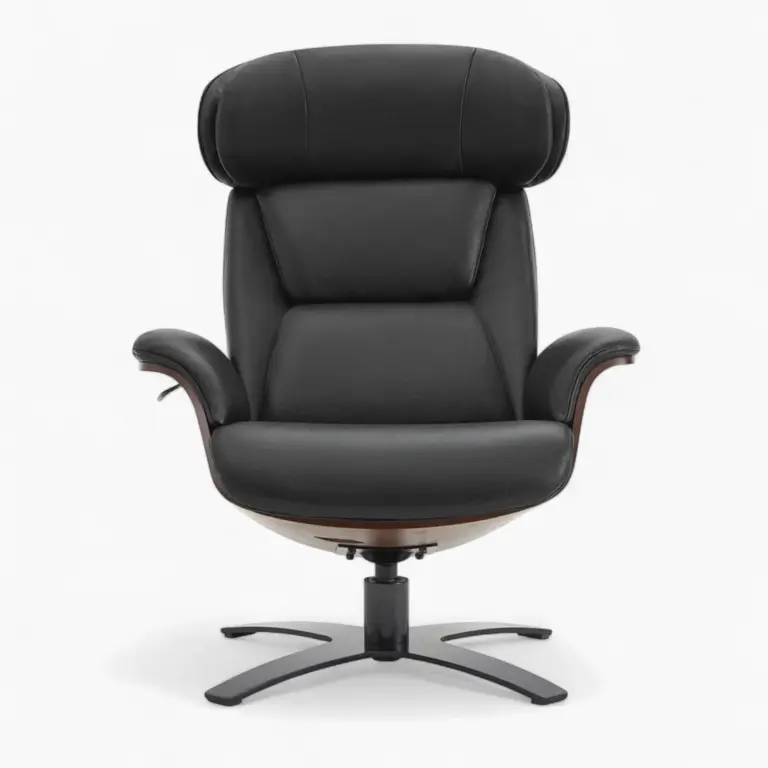 Elvin Leather Recliner and Ottoman Replica Black 3