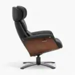 Elvin Leather Recliner and Ottoman Replica Black 4
