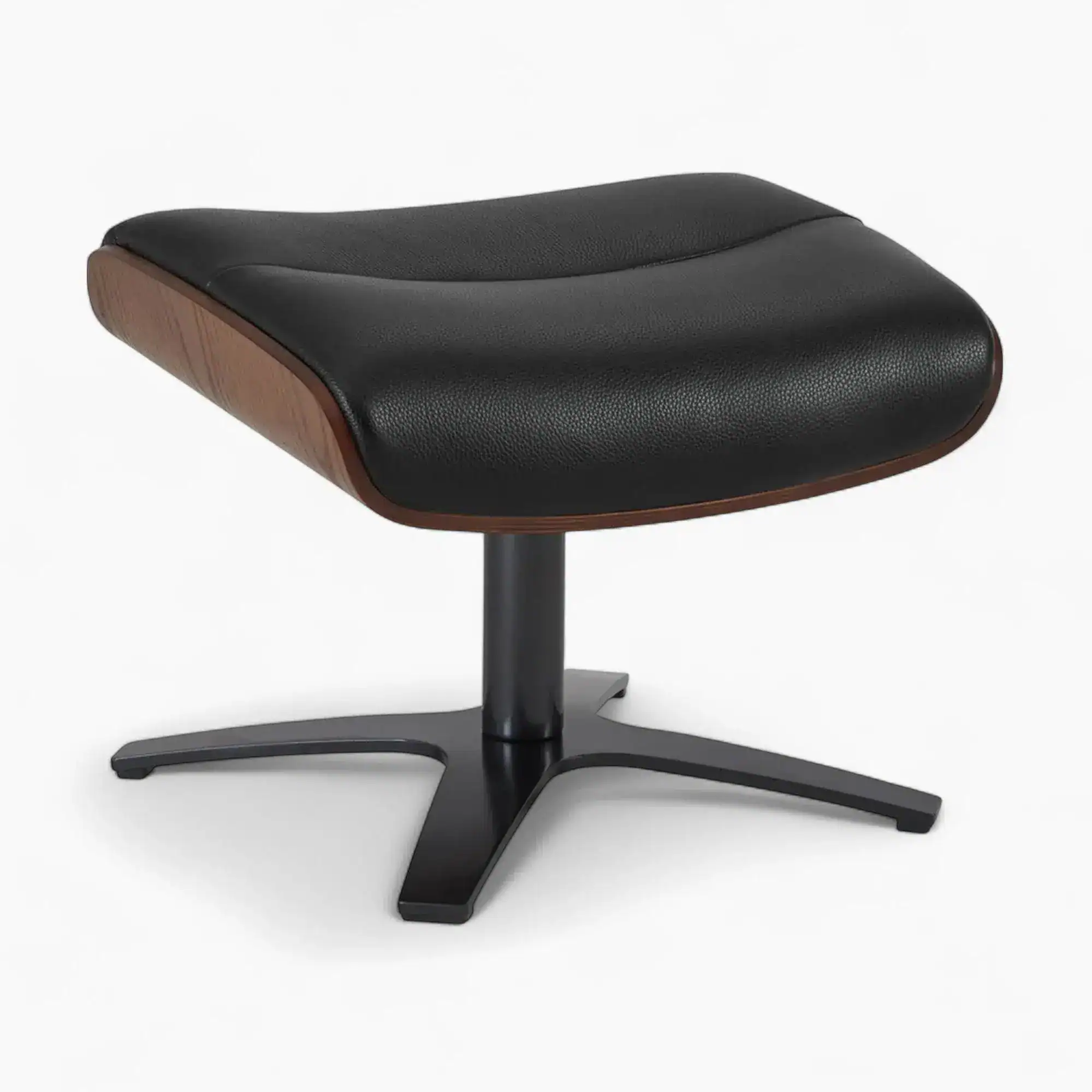 Elvin Leather Recliner and Ottoman Replica Black 6