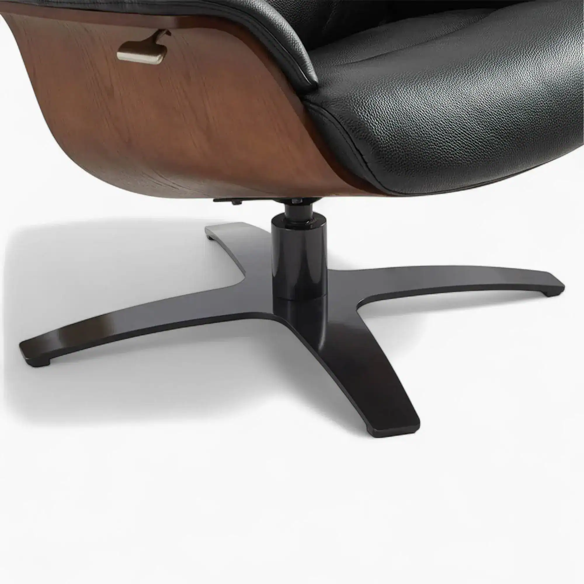 Elvin Leather Recliner and Ottoman Replica Black 7