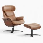 Elvin Leather Recliner And Ottoman Replica Brown 1 Variant