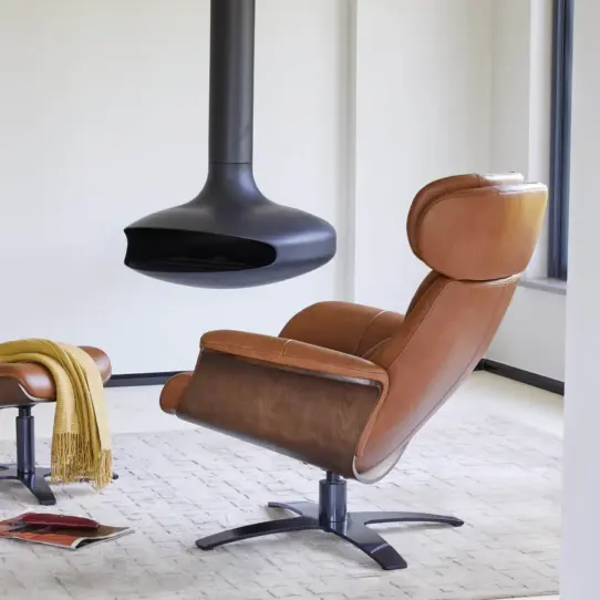 Elvin Leather Recliner And Ottoman Replica Brown 10