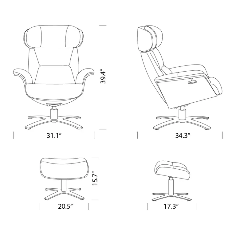 Elvin Leather Recliner and Ottoman Replica Dimensions Mobile