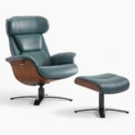 Elvin Leather Recliner And Ottoman Replica Teal 1 Variant