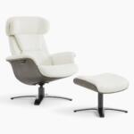 Elvin Leather Recliner And Ottoman Replica White 1 Variant