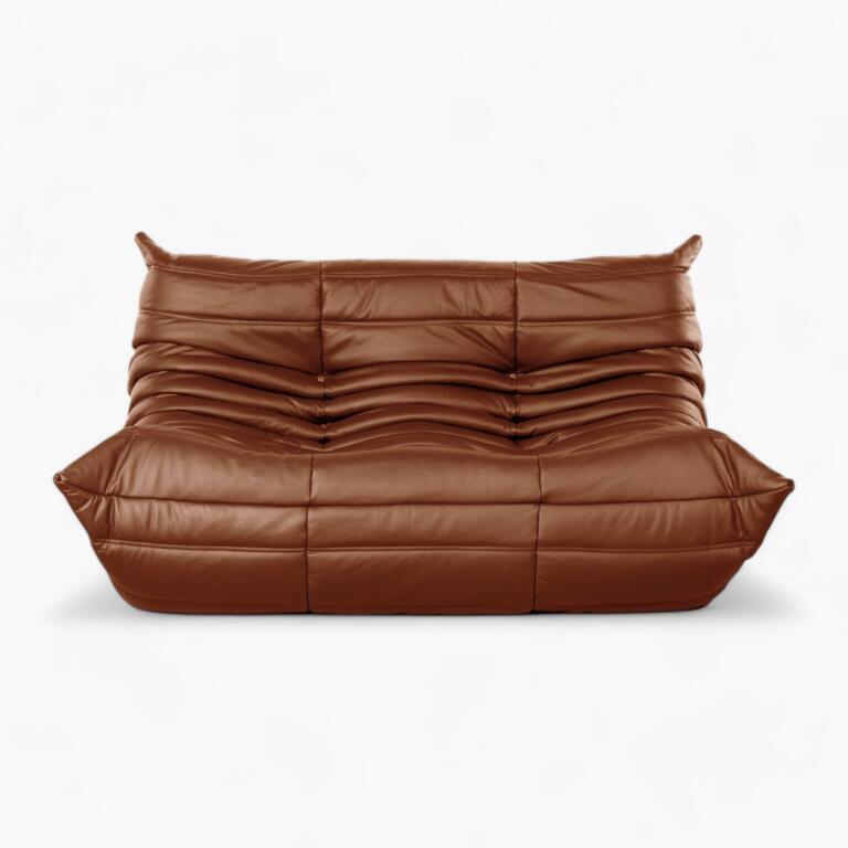 Togo Loveseat Brown Leather 3 1 Photoroom